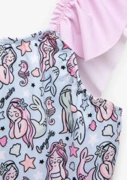 Flash Sale Bañador Niña Con Estampado De Sirena Azul Claro Y Coletero Baño