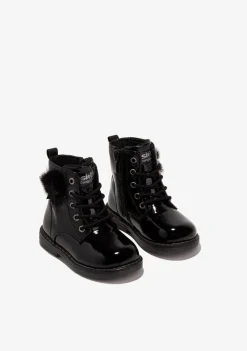 Cheap Baby's Black Pompon Cord Ankle Boots Botas|Botas