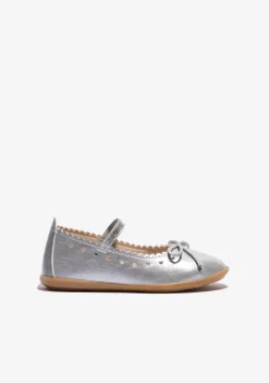 Flash Sale Bailarina Lazo Plata Zapatos De Ceremonia|Bailarinas