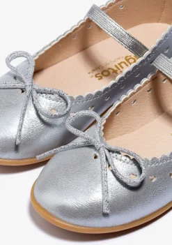 Flash Sale Bailarina Lazo Plata Zapatos De Ceremonia|Bailarinas