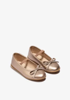 Best Sale Bailarina Lazo Strass Oro Zapatos De Ceremonia|Bailarinas
