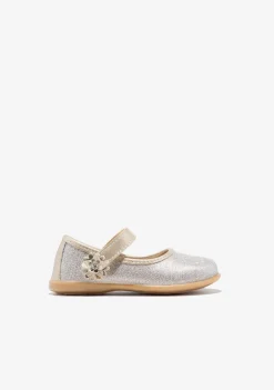 Cheap Bailarinas De Bebé Flor Glitter Oro Bailarinas|Zapatos De Ceremonia