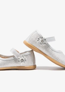 Best Sale Bailarinas De Bebé Flor Glitter Plata Bailarinas|Zapatos De Ceremonia