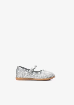 Cheap Bailarinas De Bebé Metalizado Textura Plata Bailarinas|Zapatos De Ceremonia