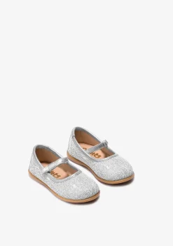 Cheap Bailarinas De Bebé Metalizado Textura Plata Bailarinas|Zapatos De Ceremonia