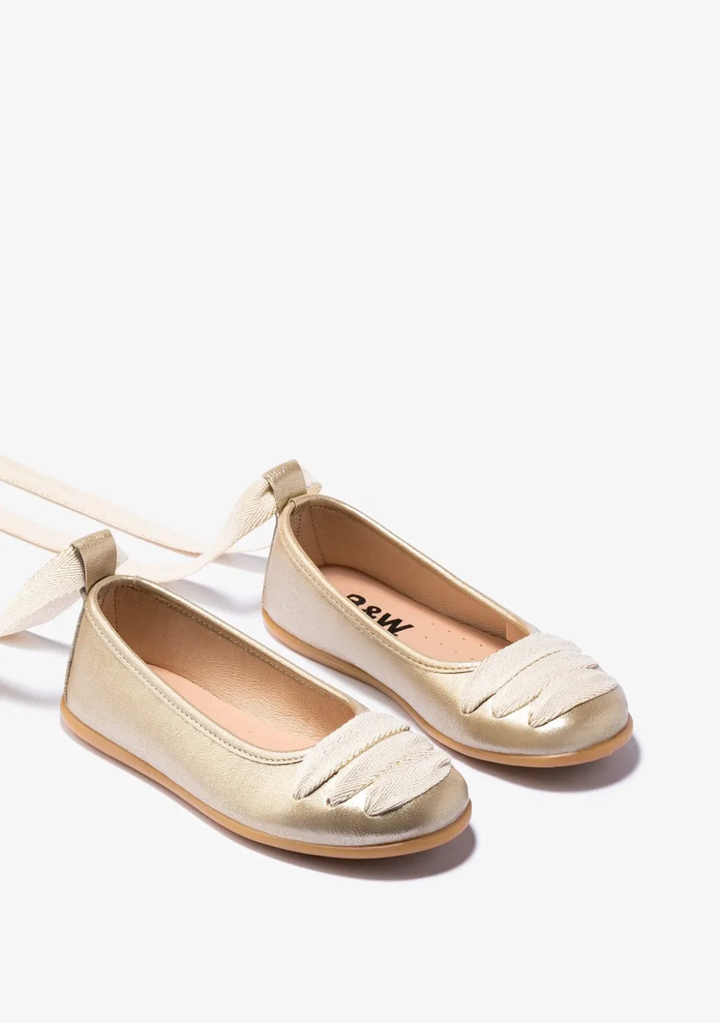 Cheap Bailarinas De Niña Con Lazo Platino B&W Zapatos|Zapatos De Ceremonia