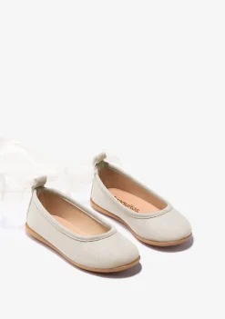 Flash Sale Bailarinas De Niña Lazo Beige Zapatos De Ceremonia|Bailarinas