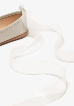 Flash Sale Bailarinas De Niña Lazo Beige Zapatos De Ceremonia|Bailarinas