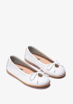 Flash Sale Bailarinas De Niña Lazo Blanco Napa B&W Zapatos|Zapatos De Ceremonia