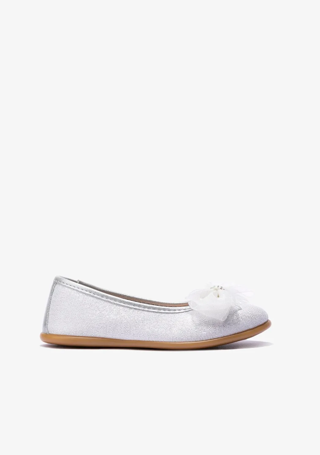 Discount Bailarinas De Niña Lazo Plata B&W Zapatos|Zapatos De Ceremonia