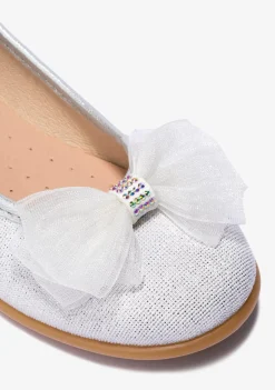 Discount Bailarinas De Niña Lazo Plata B&W Zapatos|Zapatos De Ceremonia