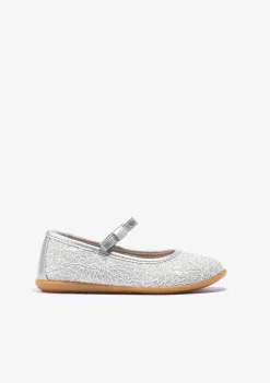 Store Bailarinas De Niña Metalizado Plata Zapatos De Ceremonia|Bailarinas