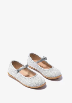 Store Bailarinas De Niña Metalizado Plata Zapatos De Ceremonia|Bailarinas