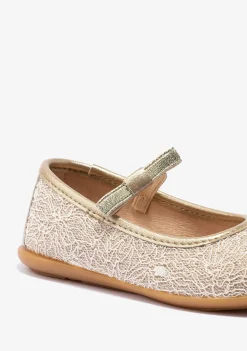 Store Bailarinas De Niña Metalizado Platino Zapatos De Ceremonia|Bailarinas