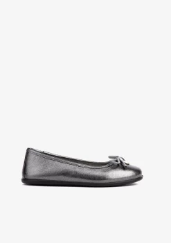 Cheap Bailarinas De Niña Metalizado Plomo Zapatos|Bailarinas