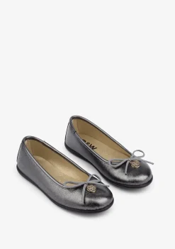Cheap Bailarinas De Niña Metalizado Plomo Zapatos|Bailarinas
