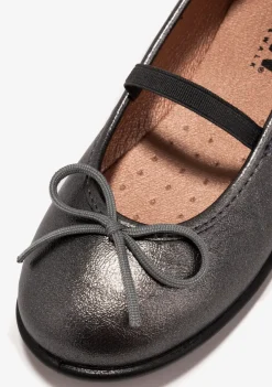 Flash Sale Bailarinas De Niña Metalizado Plomo B&W Zapatos|Zapatos De Ceremonia