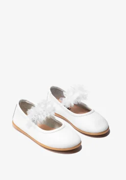 Best Sale Bailarinas De Niña Tul Napa Blanco B&W Zapatos|Zapatos De Ceremonia