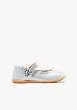 Best Sale Bailarinas Flor Glitter Plata Zapatos De Ceremonia|Bailarinas