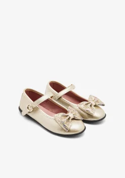 Best Sale Bailarinas Hebilla Lazo Dorado Bailarinas|Zapatos De Ceremonia
