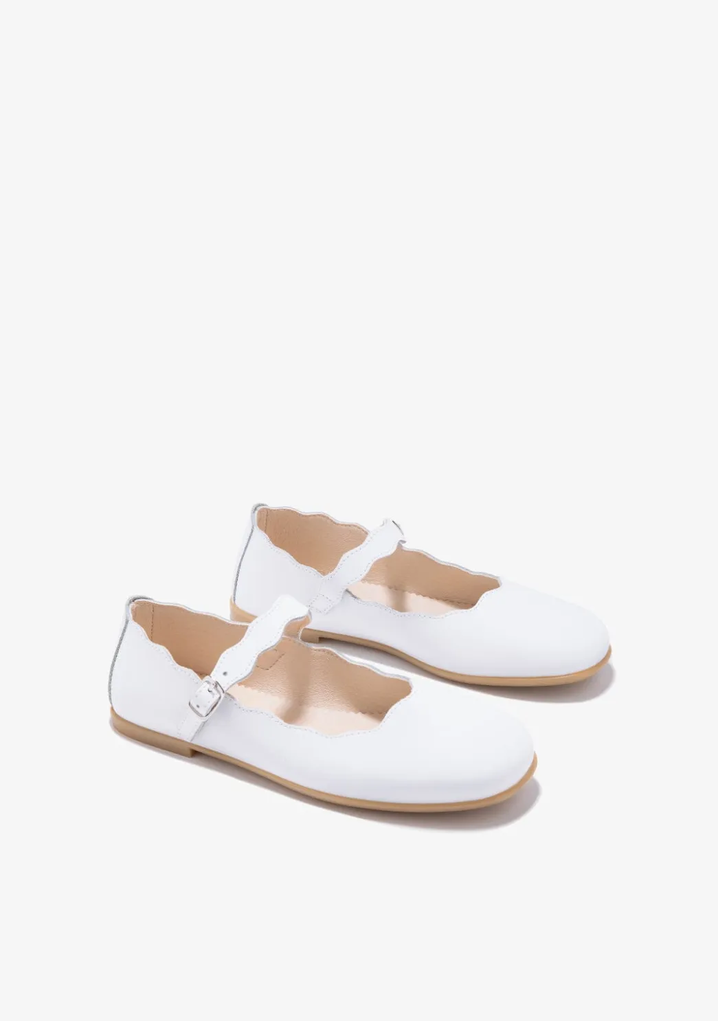 Best Bailarinas Hebilla Ondas Blanco B&W Zapatos De Ceremonia|Bailarinas