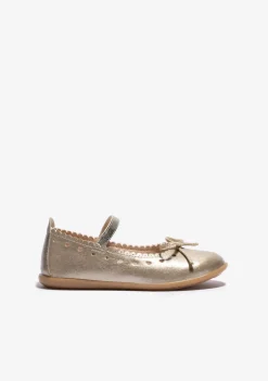 Clearance Bailarinas Lazo Oro Zapatos De Ceremonia|Bailarinas