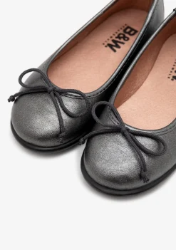 Sale Bailarinas Metalizadas Plomo B&W Zapatos|Zapatos De Ceremonia