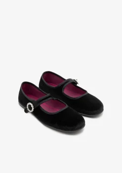 New Bailarinas Terciopelo Negro B&W Zapatos|Bailarinas