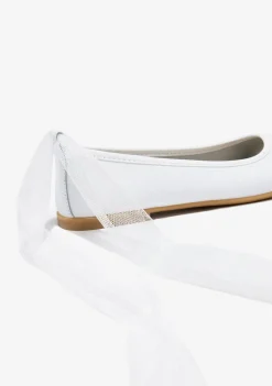 Cheap Bailarinas Tira Blanco B&W Zapatos De Ceremonia|Bailarinas