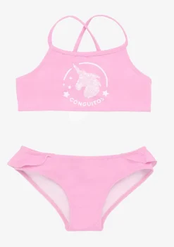 Flash Sale Bikini De Niña Volante Rosa Baño