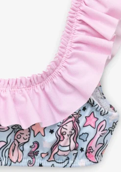Best Sale Bikini Niña Estampado Sirena Azul Claro Baño