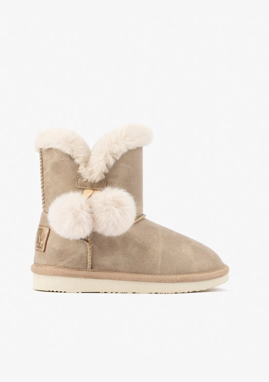 Hot Botas Australianas Pompón Pelo Beige B&W Botas Australianas|Botas Australianas