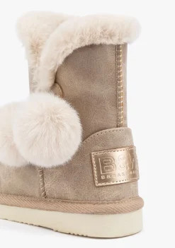 Hot Botas Australianas Pompón Pelo Beige B&W Botas Australianas|Botas Australianas