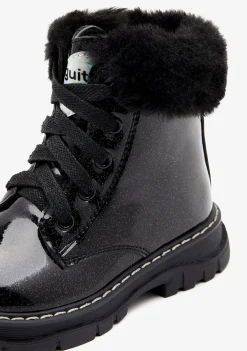 Hot Botas Brillo Pelo Negro Botas