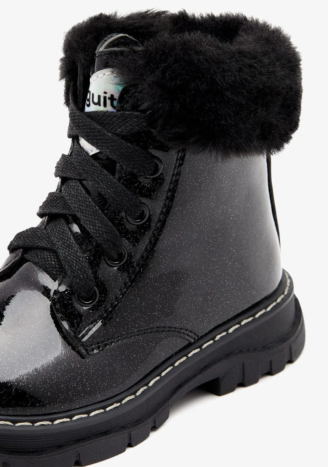 Hot Botas Brillo Pelo Negro Botas