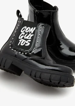 Best Sale Botas Charol Letras Negro Botas