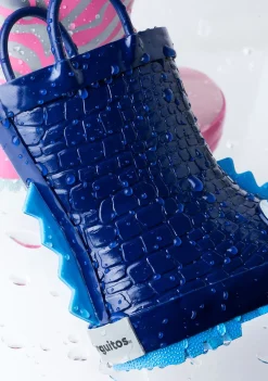 New Botas De Agua Dinosaurios Azul De Goma Botas De Agua|Botas De Agua