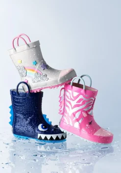 New Botas De Agua Dinosaurios Azul De Goma Botas De Agua|Botas De Agua