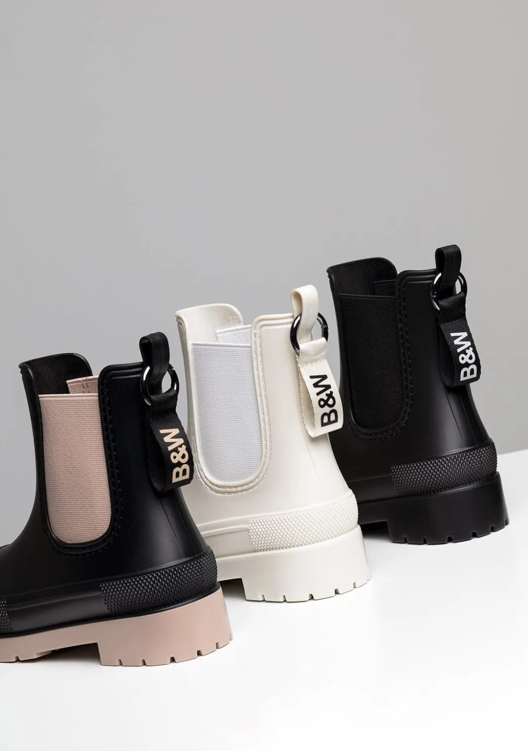 Outlet Botas De Agua Unisex Negro Beige B&W Botas|Botas De Agua