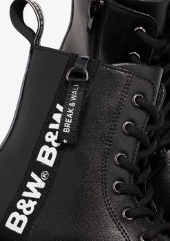 New Botas De Niña Militares Logo Negro B&W Botas|Botas