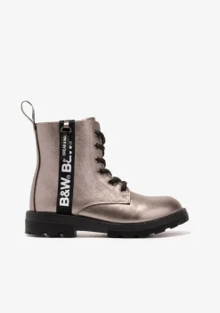 Outlet Botas De Niña Militares Logo Plomo B&W Botas|Botas