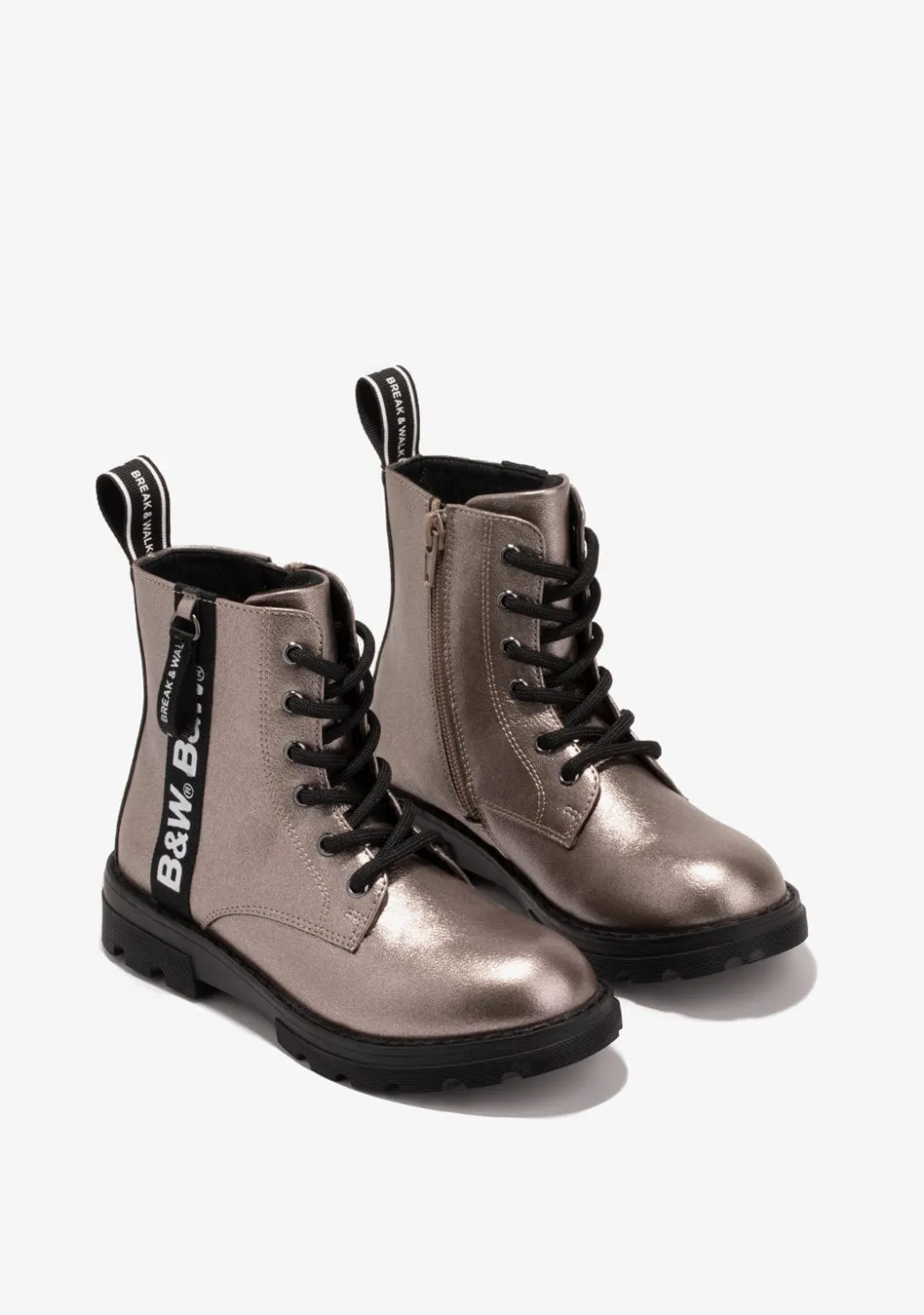 Outlet Botas De Niña Militares Logo Plomo B&W Botas|Botas