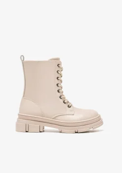 Hot Botas De Niña Napa Beige B&W Botas|Botas
