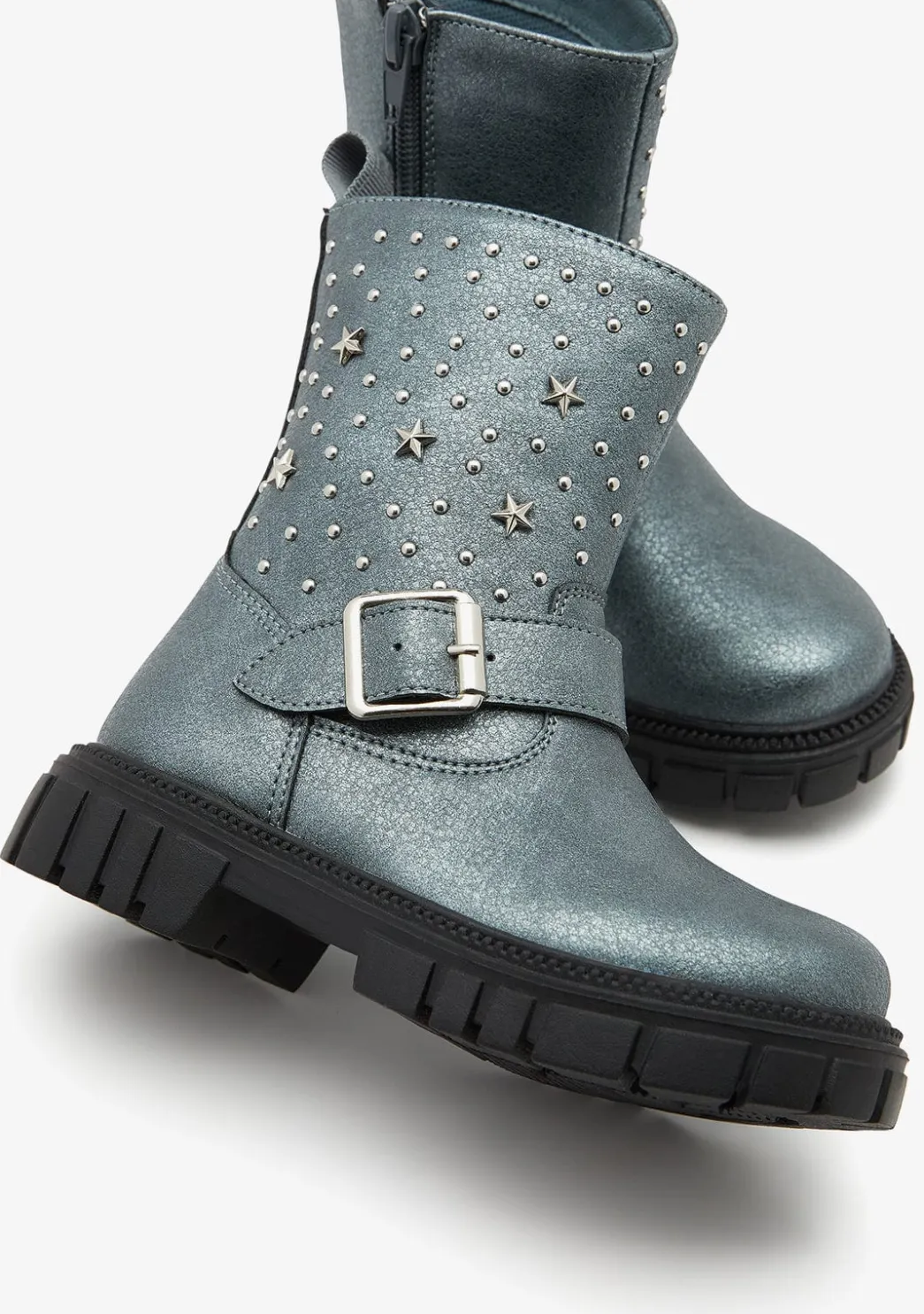 Fashion Botas Militares Hebilla Peltre Botas