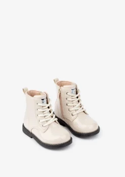 Outlet Botines De Bebé Charol Sintético Beige Botas|Botas