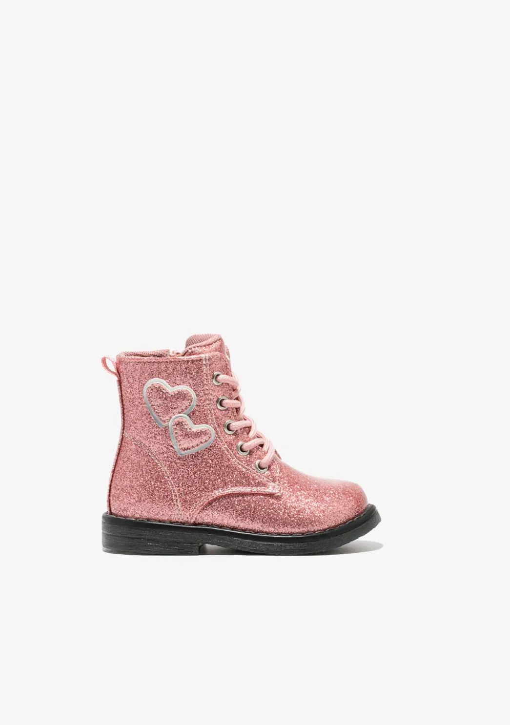 Outlet Botines De Bebé Corazones Cordones Rosa Botas|Botas