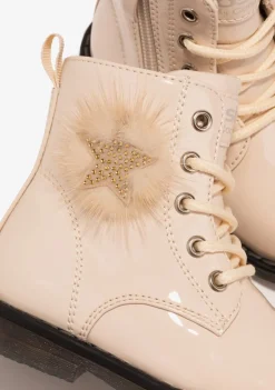 Cheap Botines De Bebé Pompon Cordones Beige Botas|Botas