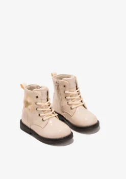 Cheap Botines De Bebé Pompon Cordones Beige Botas|Botas