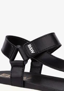 New B&W Sandalias De Niña Napa Negro Sandalias|Sandalias