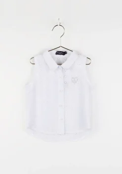 Outlet Camisa De Niña Troquelada Blanco Camisetas